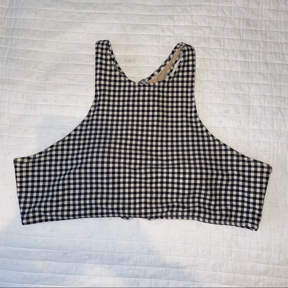 Old Navy Gingham High Neck Bikini Top